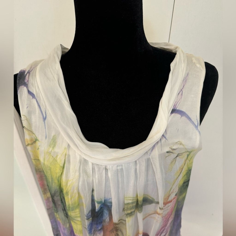 Silk Blend Sleeveless Gauzy Top Small - Picture 8 of 16